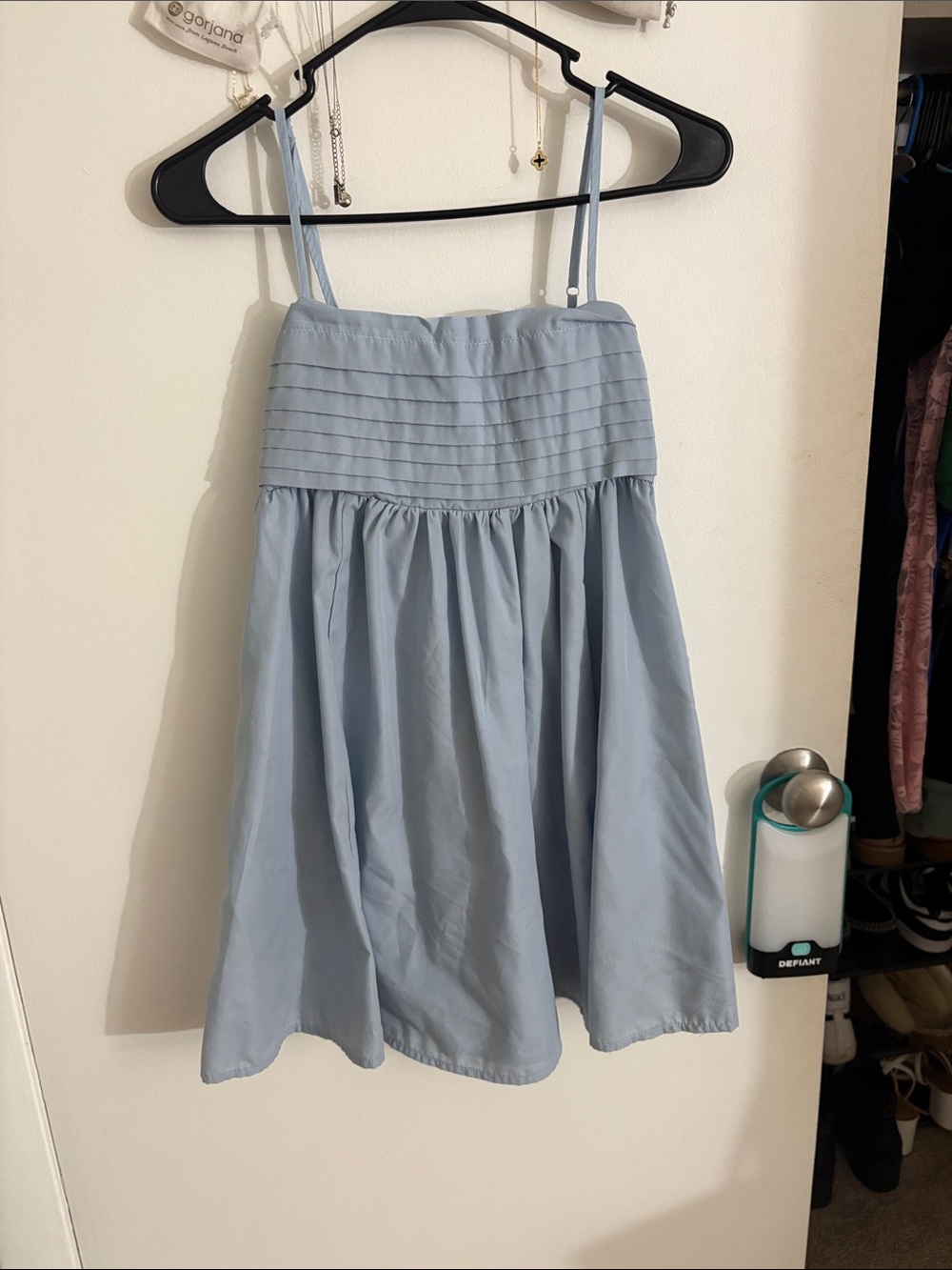 Francesca's Collections Light Blue Pleated Bodice Mini Dress